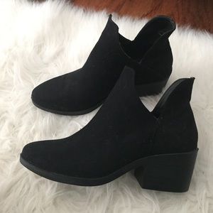 black ankle heeled booties