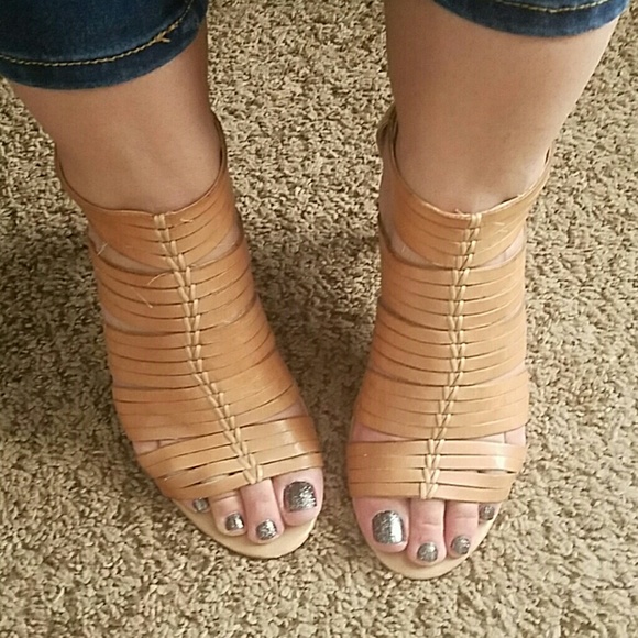 Tan strappy heels