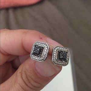 Black and white diamond earrings