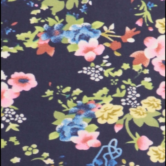 Navy Floral Print High Rise Leggings - Picture 4 of 4