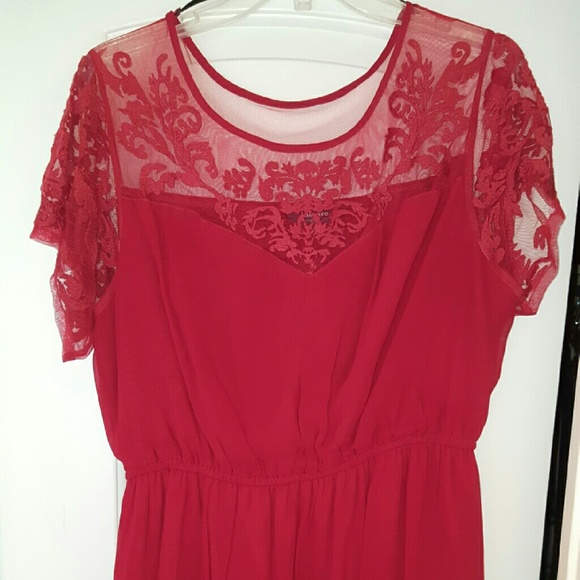 Embroidered mesh dress