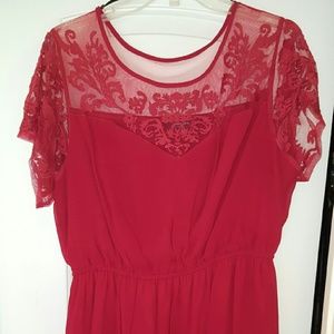 Embroidered mesh dress