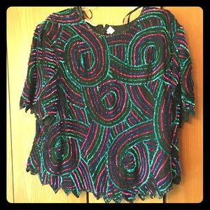 Glam Plus Size Sequined Top 💙💜💚
