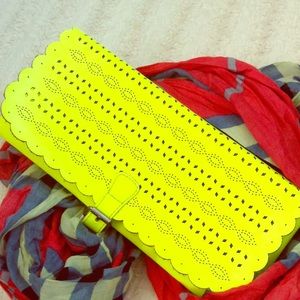 🎾 neon yellow laser cut clutch 🎾