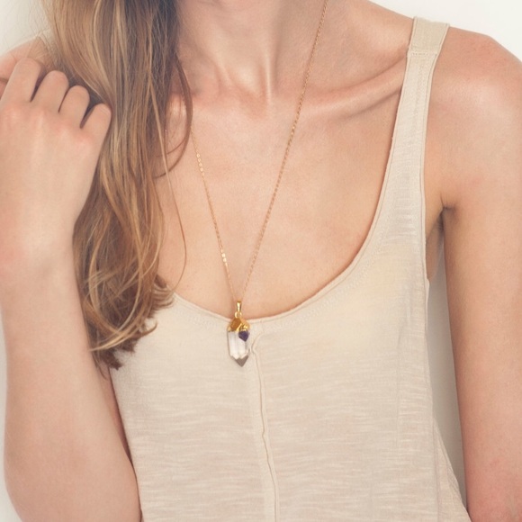 Genuine Quartz and amethyst necklace