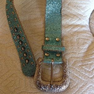 Blue belt with sparkly ornaments, NWOT