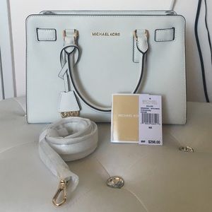 White Dillon Saffiano Leather Satchel