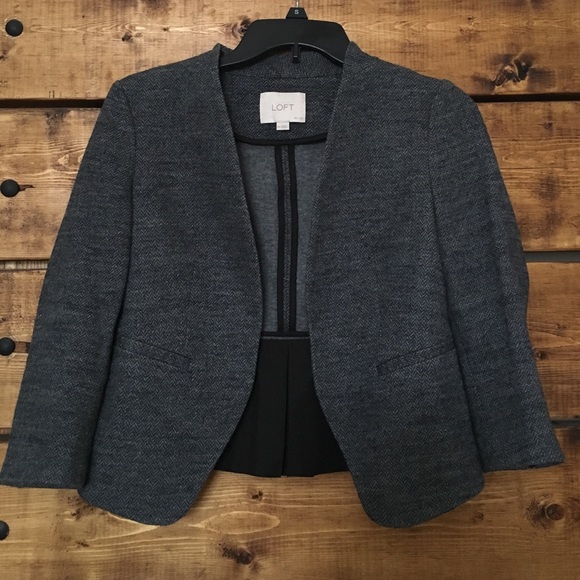 Loft cotton and wool herringbone blazer