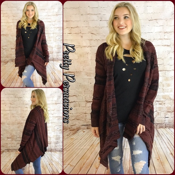 SOLD OUT‼️Tribal Aztec Black Wine Draping Cardigan - Picture 3 of 4