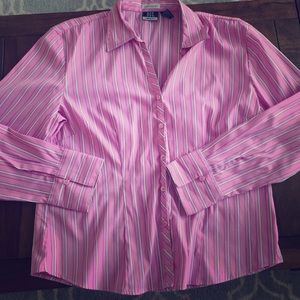 Womens pink button up shirt