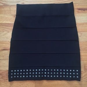 BCBG Max Azria Medium Black Bandage Skirt w/ Studs