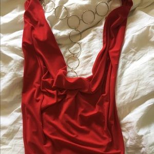 Red top with silver chain size M