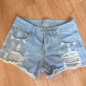 Ripped jean shorts