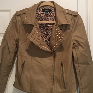 Studded faux tan leather jacket