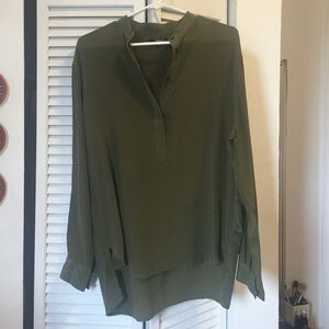 Silk olive green top