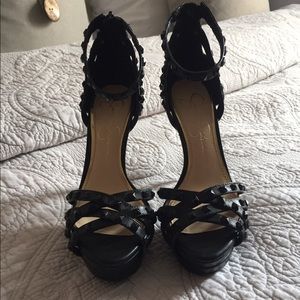 Jessica Simpson Black Studded Platform Peep Toe