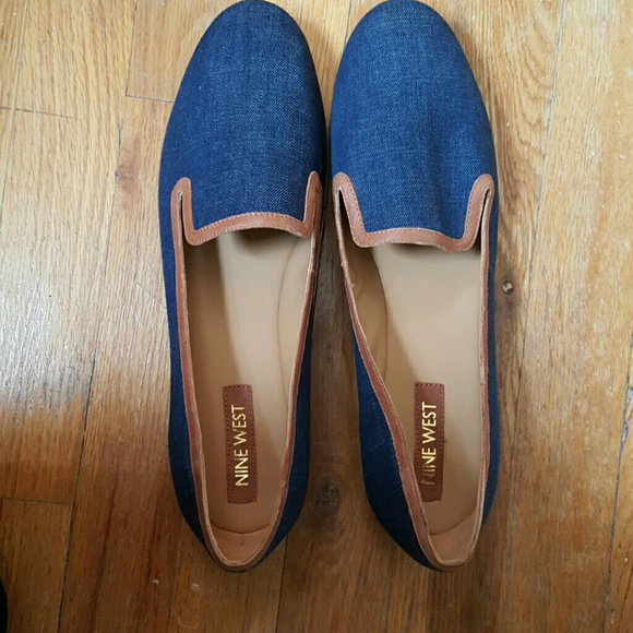 Denim and brown trim shoes