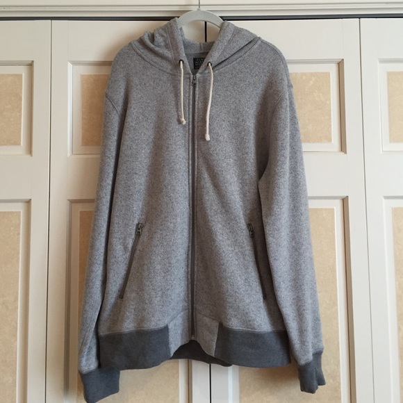 J crew 'fleece-like' Hooded zip down sweatshirt