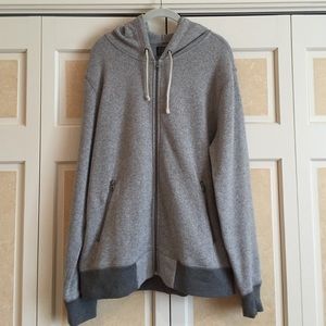 J crew 'fleece-like' Hooded zip down sweatshirt