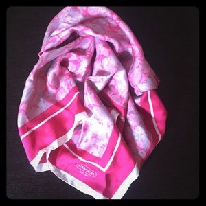 Coach pink classic print square scarf