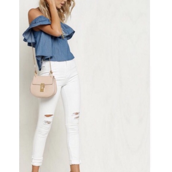 NEW! Off the shoulder denim blouse - Picture 2 of 4