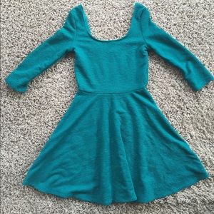 Green/ blue half sleeve dress