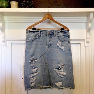 Free People Perfectly Destroyed Denim Skirt