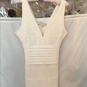 White plunge bodycon dress