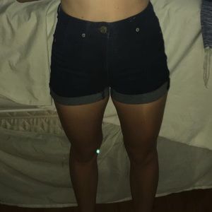 Dark navy blue high waisted shorts