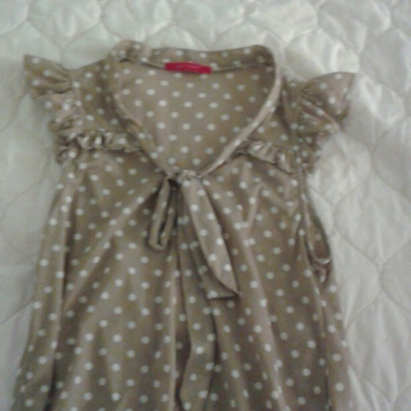 Brown and white polka dot blouse