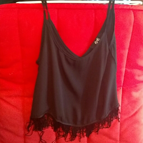 Black fringed crop top