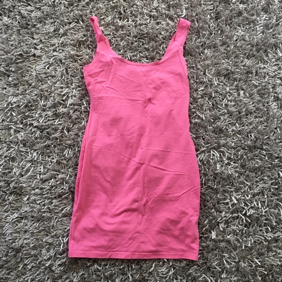 Bodycon tight pink mini dress.