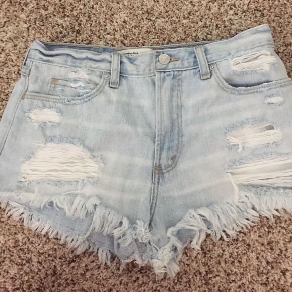 Abercrombie High Waisted Light Denim Shorts