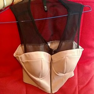 Black and pink mesh Love Culture crop top