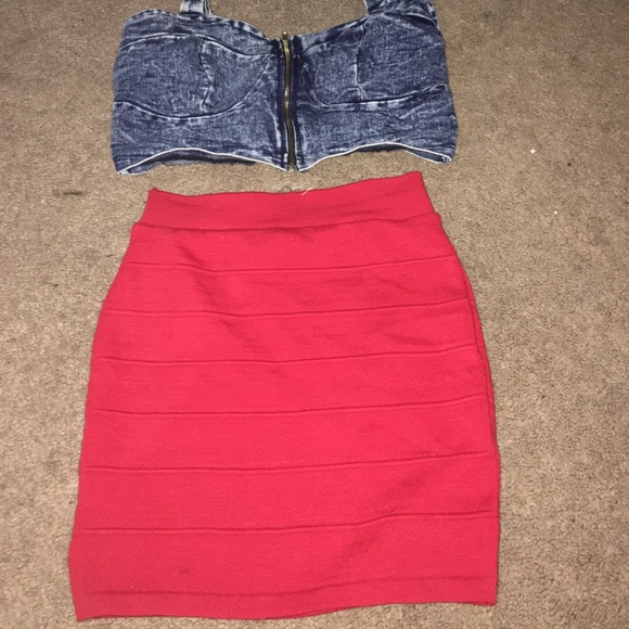 Red Fitted Mini Skirt