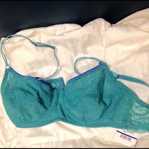 Cheeky Lace Bra, 36D, Aqua Shower