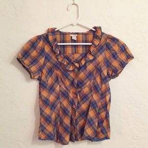 Anthropologie Odille plaid top