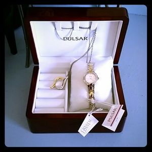 Pulsar Watch, matching neclace, and Jewelry Box