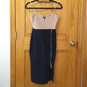 Contrast skirt zip detail midi dress