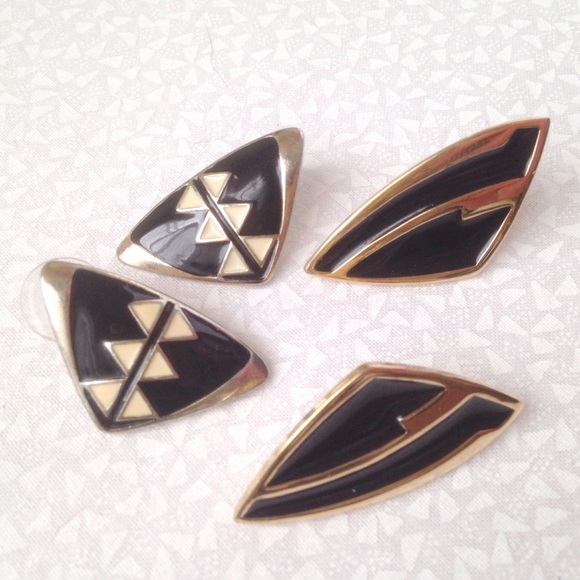 Jewelry - trifari gold and black vintage post earrings Jewelry - trifari gold and black vintage post earrings