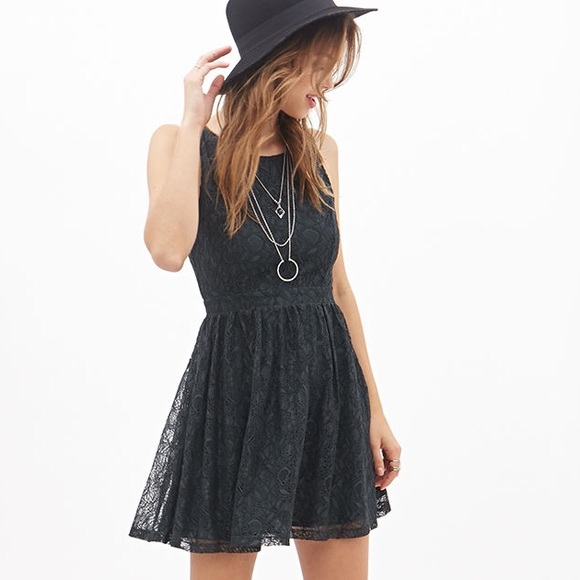 Forest green crisscross back skater dress