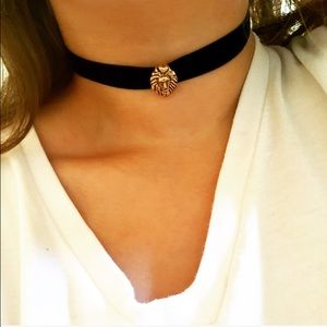 Black Velvet choker with lion pendant