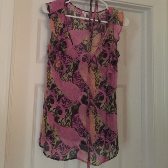Sheer ruffle print top