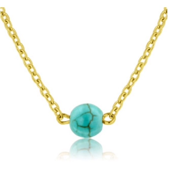 Turquoise Bead 14k necklace - Picture 2 of 4