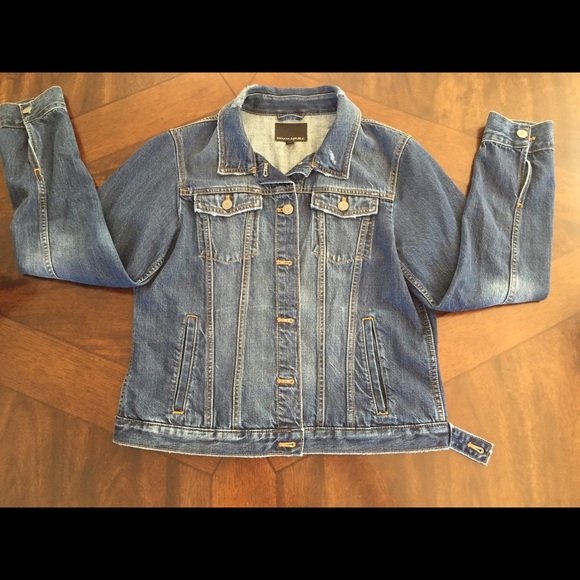 Distressed Banana Republic denim jacket.