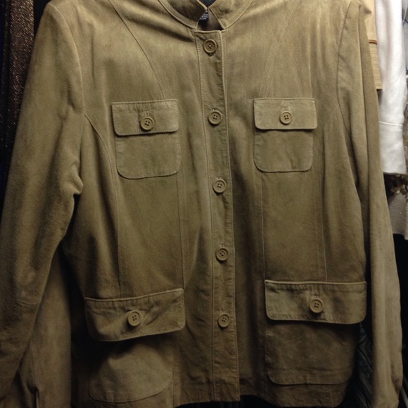 Suede button down jacket