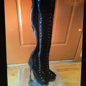 Zigi thigh high lace up boot heels