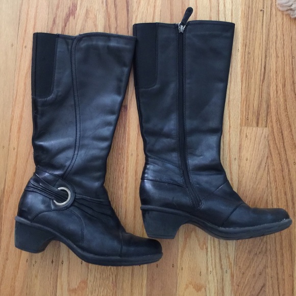 Clarks genuine black leather boots