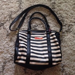 Betsy Johnson black and white striped purse