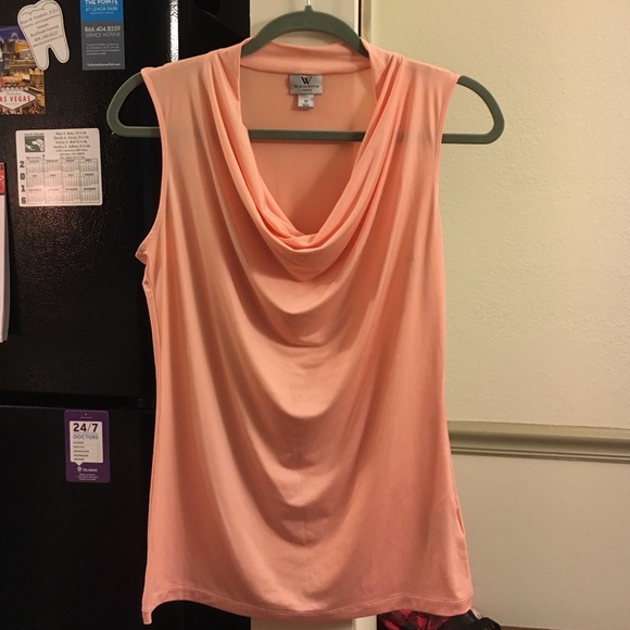 Peach Cowl Neck Sleeveless Top